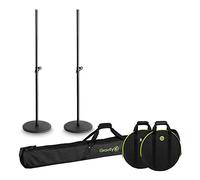 Gravity Round Base Speaker Stand Bundle inc Carry Bags DJ Disco PA Sound System