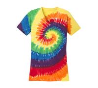 Gravity Threads Womens Tie-Dye V-Neck Shirt - Rainbow - Small