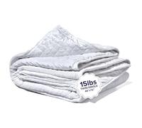 Gravity Weighted Blankets for Adults, 15lbs White (48" x 72", Twin/Single) - Heavy Comfort Cotton Blanket with Glass Beads - Ultra-Soft Premium Breathable Microfiber Duvet Cover - Machine Washable