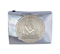 GravurManufakturBerlin Coupling buckle carpenter craft guild sign master, master student, journeyman, apprentice, old master coupling lock, silver, Für 45 mm breite Koppelgürtel