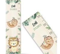 GRAVURZEILE Children's Wooden Height Chart - Jungle Design - with Name for Children's Room - Scale Measures 80-140 cm - Size 20 x 70 x 2 cm - Birth Gift for Girls and Boys