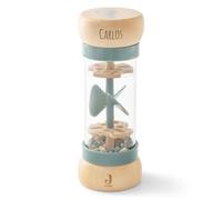 GRAVURZEILE Engraved Rainmaker - On The Go - Personalised with Name - Wooden Baby Rattle - Rain Rattle with Transparent Tube and Colourful Balls - Gift for Boys and Girls for Birth