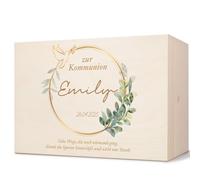 GRAVURZEILE Printed Keepsake Box - Golden Dove - Personalised with Name and Date - Keepsake Box for Girls and Boys - Gift for Communion, Confirmation and Christening - Keepsake Box