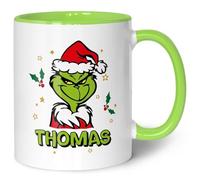 GRAVURZEILE Printed Mug - Male Grinch - Personalised with Name - Dishwasher Safe and Microwave Safe - Christmas Mug as a Gift for Him and Her for Christmas - Grinch Man Green, GZ-14440.3