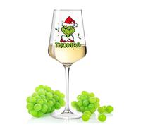 GRAVURZEILE Puccini Wine Glass with UV Print - Grinch - Personalised with Name - Personalised Gifts for Women and Men for Christmas Santa and Gnome - Dishwasher Safe - Puccini (GZ-14523) (GZ-14523)