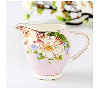 Gravy Boat British Bone China Milk Jug Flower-Shaped Creamer Pot with Handle Coffee Wreath Cup Compact Suitable for Sauce for Family Restaurant Cafe(D)