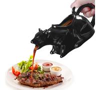 Gravy Boat Porcelain in Cat Shape, Milk Jug Porcelain, 250 ml Ceramic Gravy Boat for Sauces, Warming Sauces, Salad Dressings, Milk, Original Cat Gift for Animal Lovers (Black)