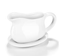 Gravy Boat, Sauce Boat 18 oz Gravy Bowl with Tray, Ceramic Serving Dish for Sauces, Dressings and Creamer with Large Handle, Designed for Microwave Safe Omesata