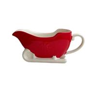 Gravy Boat Serving Dispenser Christmas Juice Bucket Thickened Ceramic Gravy Boat Cream Dip Dish Embossed Sleigh Shape Milk Jugs for Sauces, Dressings and Creamer