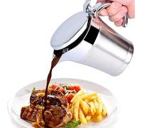 Gravy Boat,Stainless Steel Gravy Boat,Double Insulated Sauce Jug with Lid,Thermos Jug Insulated Gravy Jugs for Gravy,Custard,Cream,Sauce,Dishwasher Safe, Dinner Party Gift(450ml)