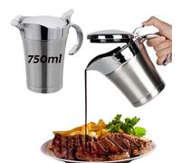 Gravy Boat,Stainless Steel Gravy Boat,Double Sauce Jug with Lid Keeps Food Warm,Jug Insulated Gravy Jugs for Gravy,Custard,Cream,Sauce,Dishwasher Safe, Dinner Party (750ml)