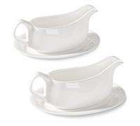 Gravy Boat with Saucer 19 oz,Ceramic Gravy Boats with Tray Set of 2, Gravy Bowl for Turkey,Dispenser with Tray for Sauces,Beef, Salad Dressing, Creamer, Milk, Broth,Microwave and Dishwasher Safe Gravy