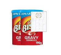 Gravy Granules Bundle which Contains Bisto Reduced Salt Gravy Granules 190g - Pack of 2 with Grocery List Card