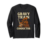 Gravy Train Conductor - Funny Foodie Thanksgiving Railroad Long Sleeve T-Shirt