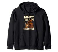 Gravy Train Conductor - Funny Foodie Thanksgiving Railroad Zip Hoodie