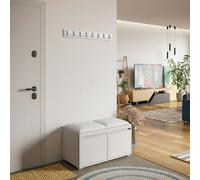 Grawis 80 Entryway Storage Set With Decorative Upholstered Wall Panels White And White