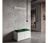 Grawis 80 Modern Hallway System With Shoe Cabinet And Upholstered Panels White And Green