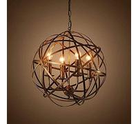 GRAWIT Metal Cage Ball Pendant Light Retro Industrial Chandelier Ceiling Light Oil Rubbed Bronze Vintage Loft Barn Lighting Fixture For Dining Living Room Kitchen Hallway Foyer Farmhouse 4-light E27