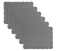 Gray 100% Cotton Quilted Placemats Set of 6, Rectangular Placemats Machine Washable-13x18 Inches for Kitchen or Dining Table Fabric Rectangular Table Mats (13"x18")