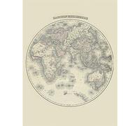 Gray 1876 Map Eastern Hemisphere World Large XL Wall Art Canvas Print