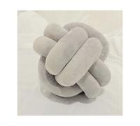 (Gray, 18x18cm) Round Throw Pillow Knotted Plush Ball Design Cushions Bed Stuffed Pillow Home Decor