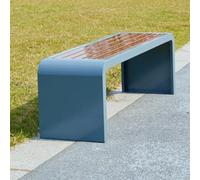 Gray 2-3 Seater Backless Garden Bench, Slatted Patio Dining Seat, Easy Assembly Outdoor & Indoor Bench for Lawn, Yard, Porch - 39.3x15.7x17.7in