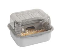 Gray 2-Tier Square Acrylic Hamster Cage, Ventilated Small Pet Habitat with Essential Accessories, Chinchilla Mouse Gerbil Home