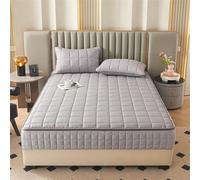 (gray, 200x200x30cm 1PC) Six Sides All Inclusive Mattress Cover with Zipper Thicken Fitted Sheet Quilted Mattress Protector Pad Couple Customized Size