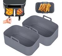 (gray 2pcs) Square AirFryer Silicone Tray Rectangle Oven Baking Tray Basket Reusable Liner Insert Dish For Ninja Foodi DZ201 Pan Accessories