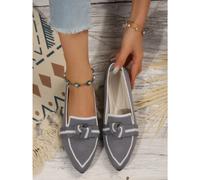 (Gray, 36) Low Elegant Heel Womens Slipon Loafers With Breathable Mesh Lining And Colorful Design For Daily Wear