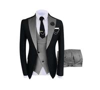 (Gray, 3XL) Men's Gentlemen's Suits Luxury Party Stage Men's Tuxedo Fitted 3-piece Jacket Pants Vest