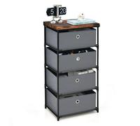 Gray 4 Drawer Fabric Bedroom Storage Nightstand Organizer