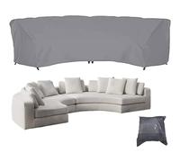 (Gray, 483x99x92cm) Patio Sectional Curved Sofa Protector Covers 210D Oxford Waterproof Outdoor Garden Sectional Curved Couch Furniture Cover