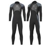 Gray,4XL,Men's 3mm Ultra Stretch Full Wetsuit, One-Piece Neoprene Dive Suit with Back Zip & Zippered Cuffs, Flexible Thermal Suit for Surfing, Swimming, Kayaking & Water Sports