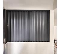 Gray Accordion Interior Door with Frame and Bottom Rail - Multi-Panel Sliding Security Door - Telescopic Folding Gate for Barn, Attic, or Entryway