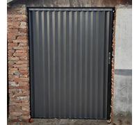 Gray Aluminium Folding Doors with Frame & Lock, Retractable Gate Screen for Indoor Barn Pantry Yard Patio, Easy Install Bi-Fold Accordion(64x86in/162.6x218.5cm)