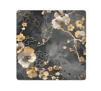 Gray and black background with gold flowers on it Magic Sticker Toiletries Pouchs Cloth Travel Make Up Organizer Wrap Camera Lens Cloth Wrapper Cosmetic Organizers For Travel Size 21.7x21.7in