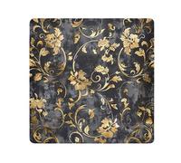 Gray and black background with gold vintage floral pattern on it Portable Cosmetics Pouchs Cloth Make Up Organizers Wrap Camera Lens Cloth Wrapper For Toiletries Size 21.7x21.7in