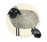 Gray and Black Sheep Gaming Mouse Pad Non-Slip Rubber Base Waterproof Round Mouse Pads for Desk Personalized Gaming Mousepad for Laptop Computer Home Office Decor Desk Accessories 7.8x7.8 Inch