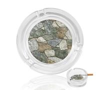 Gray And Green Colors Stone Walls Glass Ashtray for Cigarettes Portable Decorative Ash Trays for Home Office Decor