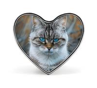 Gray And White Cat Heart Pin, 1 Inch Metal Love Lapel Pins - Lightweight, Smooth Edges, Versatile Badge Brooch for Jackets, Shirts, Bags, Gifts for Friends, Family