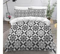Gray And White Diamond Flowers Duvet Cover Set 200×200cm Geometric Pattern Soft Lightweight Microfibre 3 Piece Bedding Set with 2 Pillowcase 50 * 75cm All Season Quilt Cover with Zipper Closure