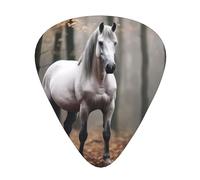Gray and white horse guitar pick set, 3 different thicknesses, 12 pieces for a variety of instruments