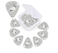 Gray and White Peacock Guitar Picks 12 Pack with Organizer Box, 0.46 0.71 0.96 mm Includes Thin Medium Heavy Thickness,Abstract Guitar Pick Plectrums for Electric Guitar Ukulele Bass