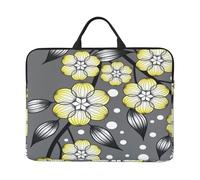 Gray And Yellow Star Flower Snowy Border, 14 Inch Laptop Sleeve, Notebook Bag Laptop Case Sleeve Briefcase with Handle