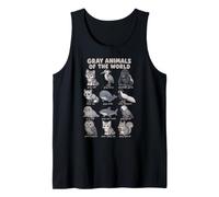 Gray Animals of The World Wildlife Chart Wolf Owl Seal Tank Top