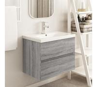 Gray Bathroom Vanity 60x38.5x45 cm, Plywood Sink Cabinet, Under-Sink Storage, Stylish Space-Saving Design, Perfect for Bathroom nization