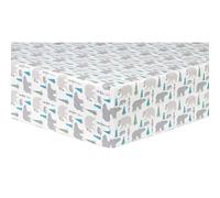 Gray Bears Deluxe Flannel Fitted Crib Sheet-Mom and Baby Bears with Trees, Cotton Flannel, Gray, Teal, Green, White, Fully Elasticized, 10 in Deep Pockets, Fits Standard Crib Mattress 28 in x 52 in