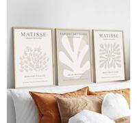 Gray Beige Abstract Neutral Gallery Matisse Wall Art Canvas Print Bohemian Neutral for Bedroom Living Room Wall Decoration(30x50cm-3Pcs)