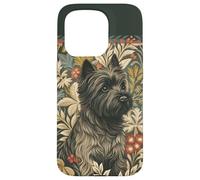 Gray Black Cairn Terrier in Victorian Floral Garden Case for iPhone 15 Pro